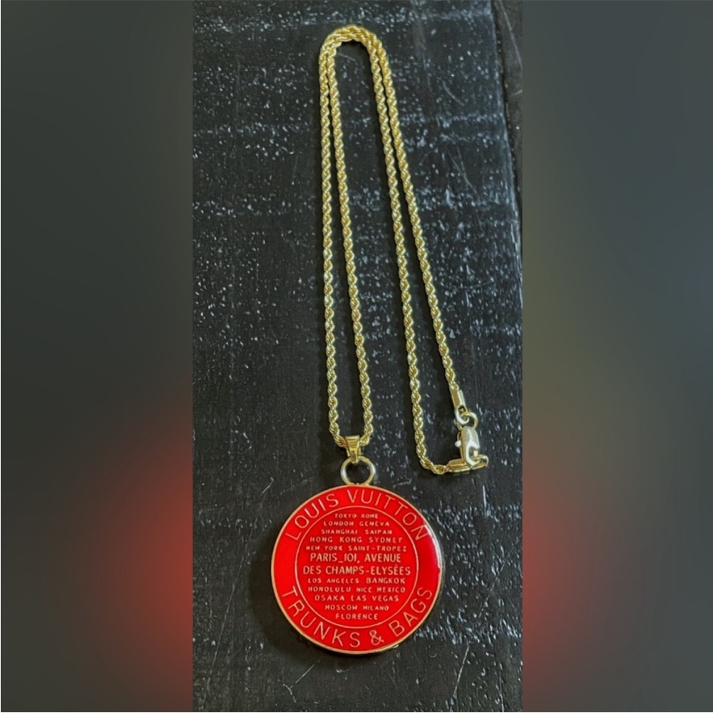 Authentic Louis Vuitton Red Trucks & Bags Necklace - Picture 3 of 3